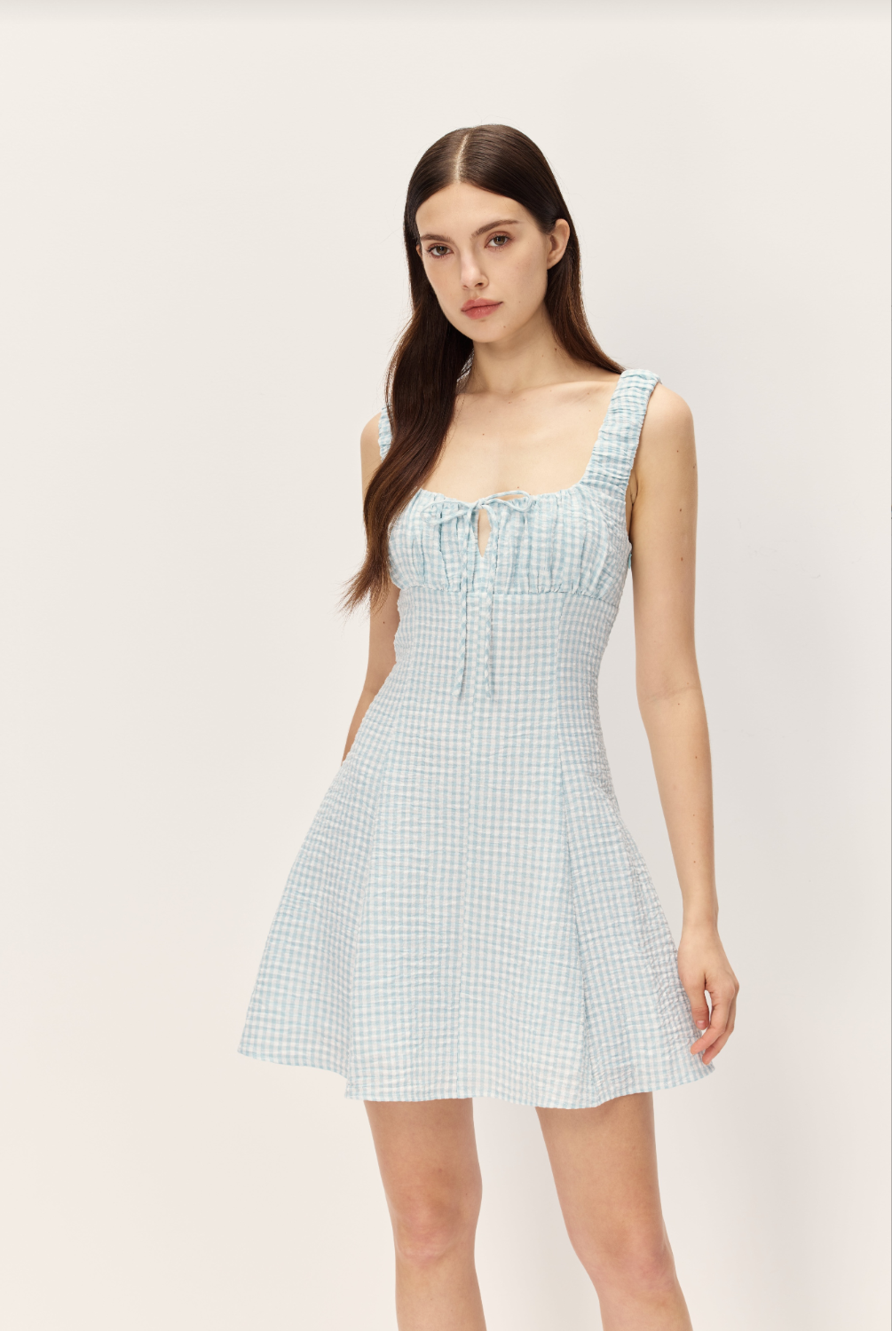 Vale Seafoam Gingham Mini Dress - Glamourous Grace