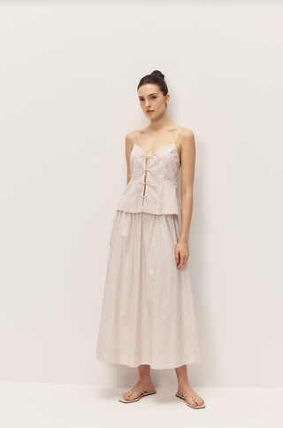 Vionnet Taupe Gingham Top - Glamourous Grace