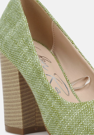 Elsie Canvas Block Heel Pumps