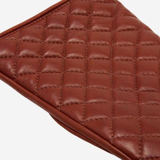 Emilia (brown) - Classic Italian lambskin leather gloves with cashmere lining and checkered pattern - Glamourous Grace