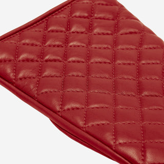 Emilia (red) - Classic Italian lambskin leather gloves with cashmere lining and checkered pattern - Glamourous Grace