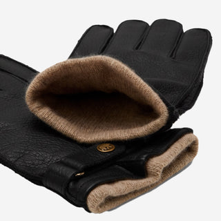 Emilio (black) – Luxurious deerskin gloves with cashmere lining and adjustable snap button - Glamourous Grace