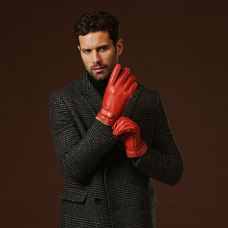 Emilio (orange) – Luxurious Italian deerskin gloves with cashmere lining and adjustable snap button - Glamourous Grace