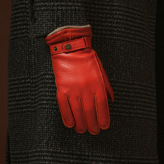 Emilio (orange) – Luxurious Italian deerskin gloves with cashmere lining and adjustable snap button - Glamourous Grace