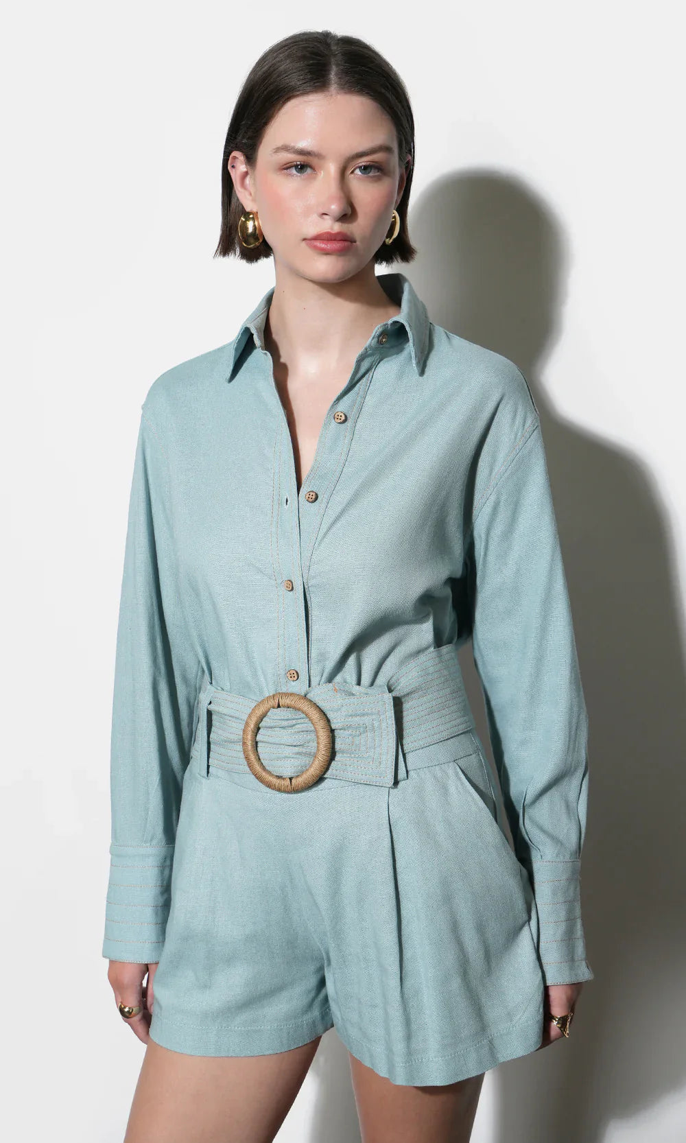 Emily Oversized Denim Blue Linen Blend Shirt - Glamourous Grace