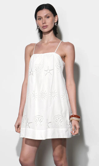 Daisy White Embroidered Mini Dress - Glamourous Grace