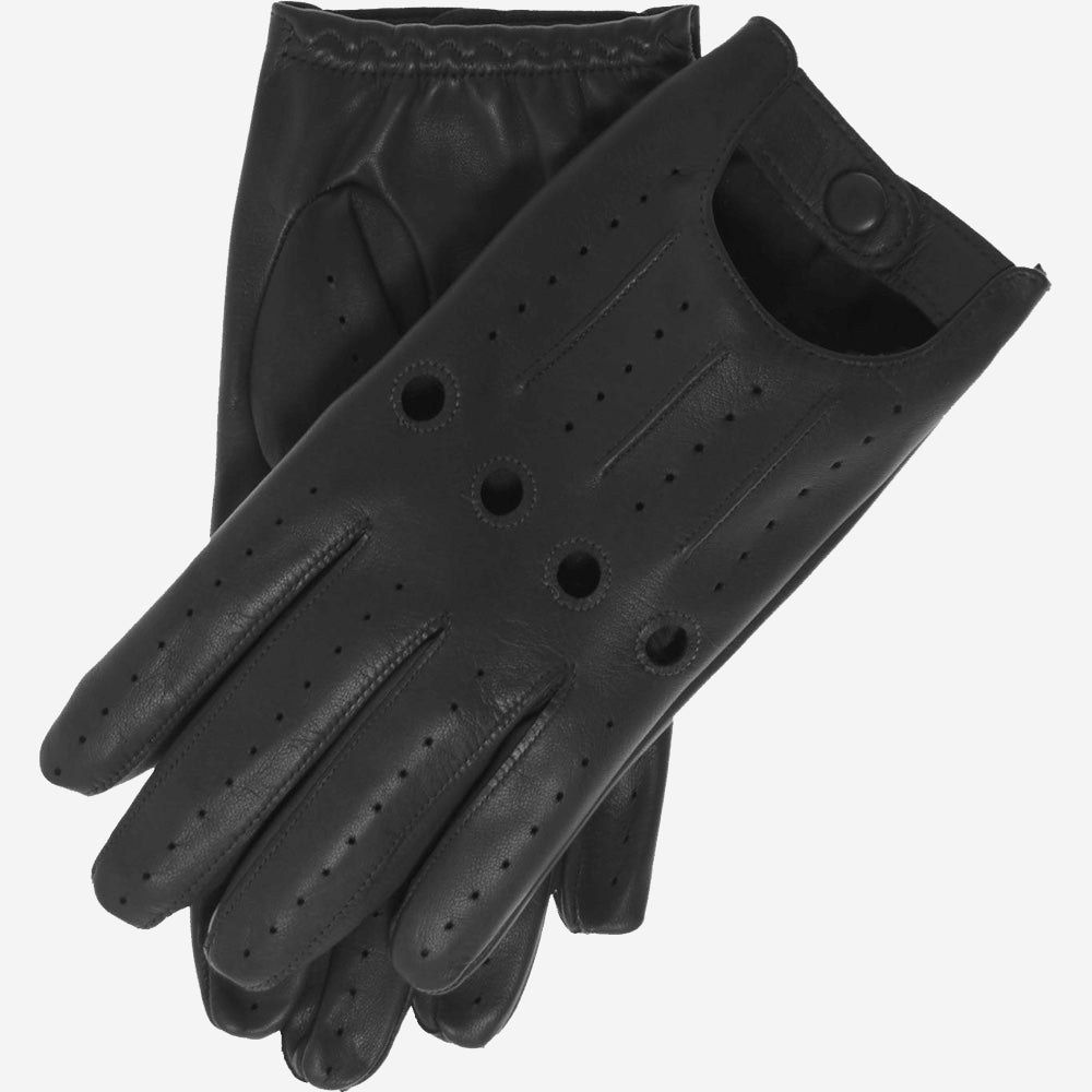 Enzo (black) - Italian lambskin leather driving gloves - Glamourous Grace