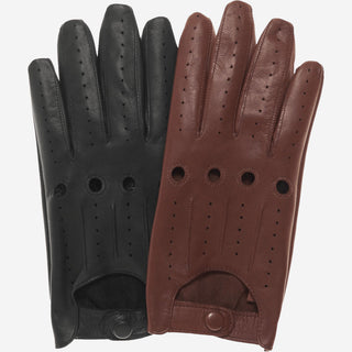 Enzo (black) - Italian lambskin leather driving gloves - Glamourous Grace