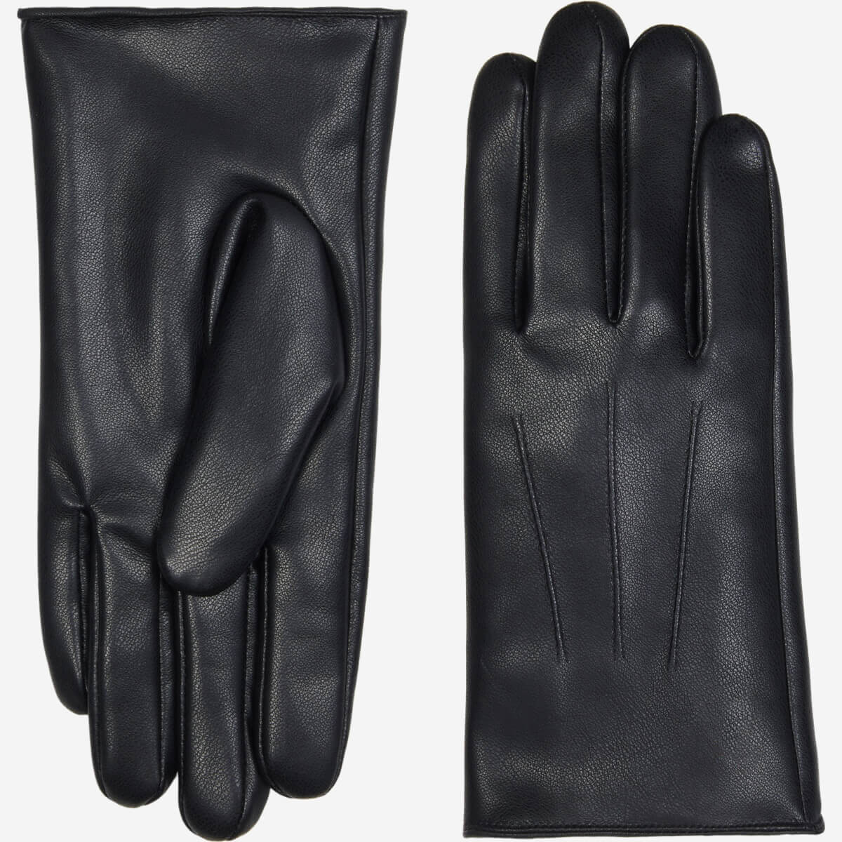 Ethan (black) – Vegan leather gloves with warm fleece lining & touchscreen feature - Glamourous Grace