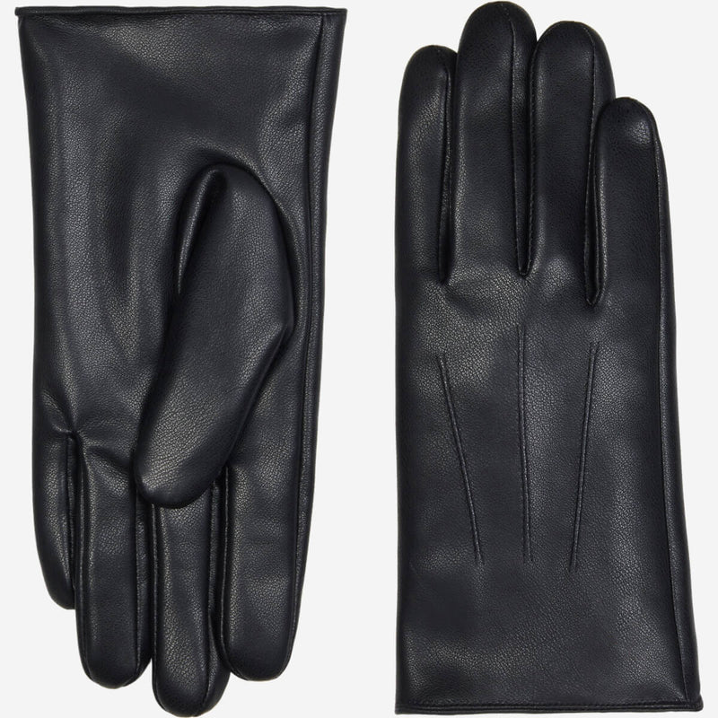 Ethan (black) – Vegan leather gloves with warm fleece lining & touchscreen feature - Glamourous Grace