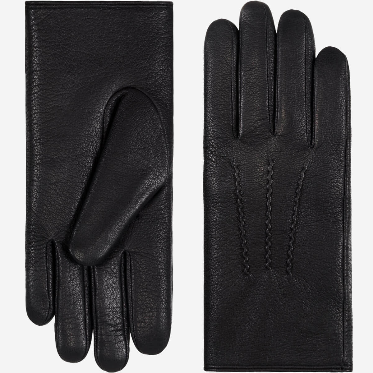 Evelyn (black) - Goatskin leather gloves with soft lambswool lining and touchscreen feature - Glamourous Grace