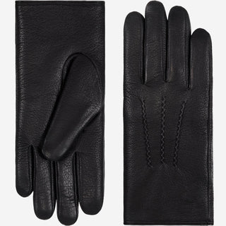 Evelyn (black) - Goatskin leather gloves with soft lambswool lining and touchscreen feature - Glamourous Grace
