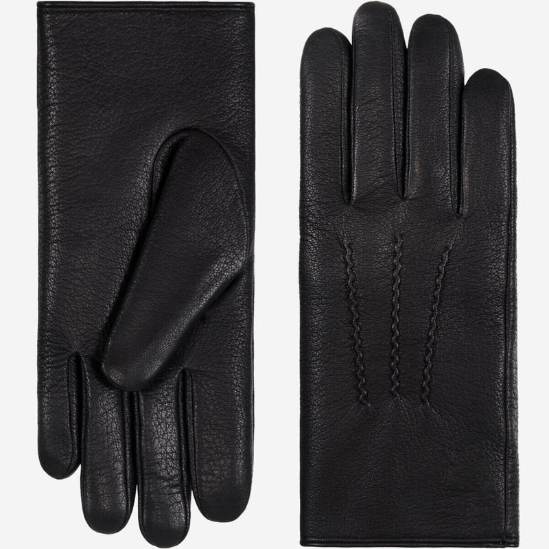 Evelyn (black) - Goatskin leather gloves with soft lambswool lining and touchscreen feature - Glamourous Grace