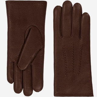 Evelyn (brown) - Goatskin leather gloves with soft lambswool lining and touchscreen feature - Glamourous Grace