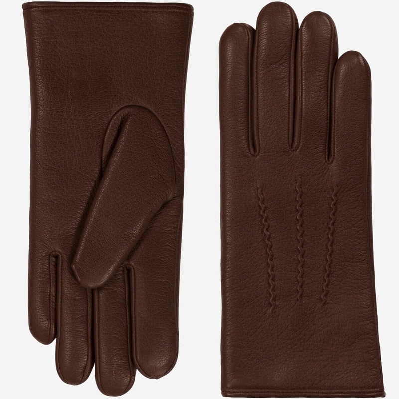 Evelyn (brown) - Goatskin leather gloves with soft lambswool lining and touchscreen feature - Glamourous Grace