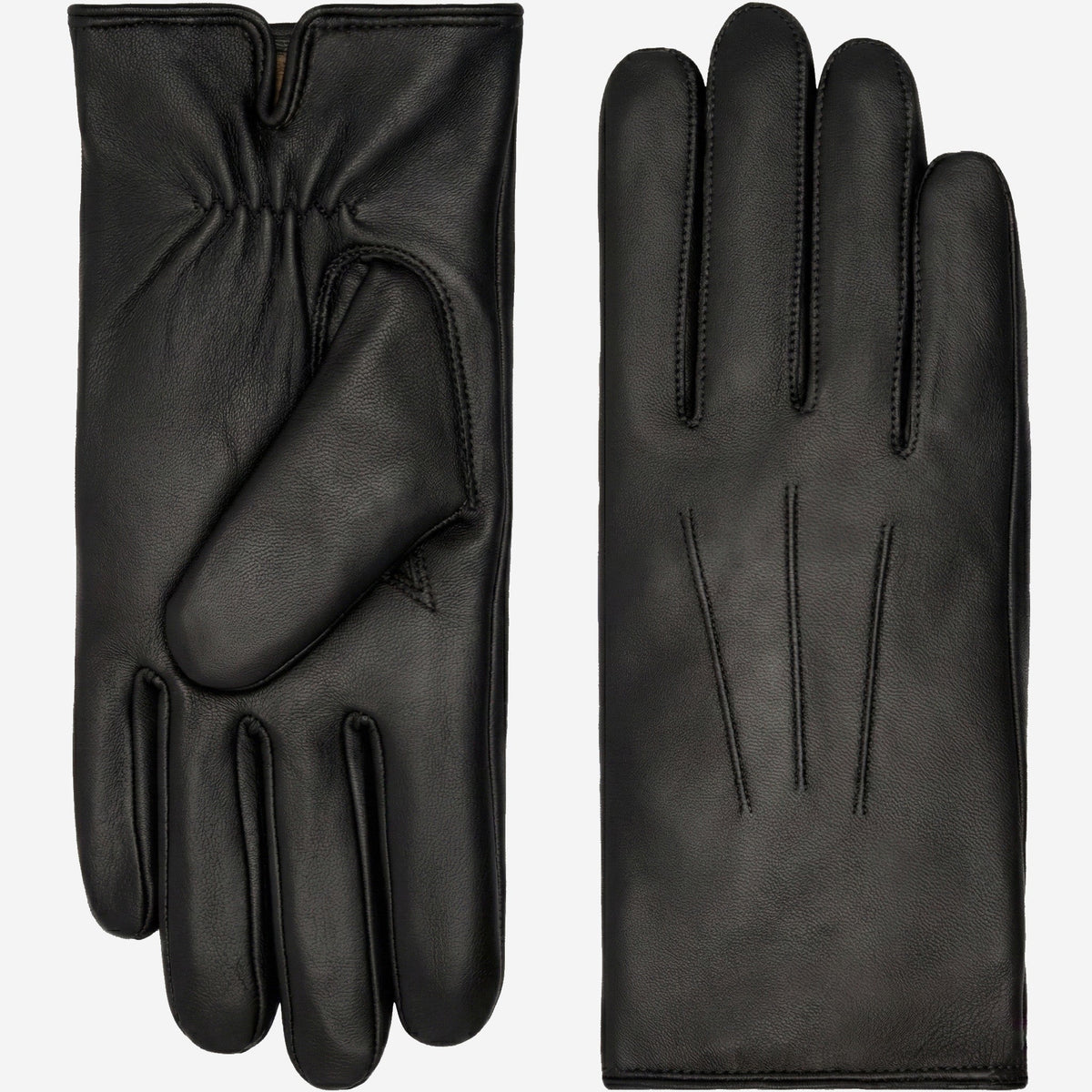 Ezra (black) - Lambskin leather gloves with warm rabbit fur lining and touchscreen feature - Glamourous Grace