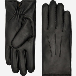 Ezra (black) - Lambskin leather gloves with warm rabbit fur lining and touchscreen feature - Glamourous Grace