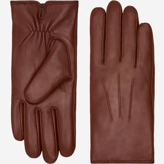 Ezra (brown) - Lambskin leather gloves with warm rabbit fur lining and touchscreen feature - Glamourous Grace