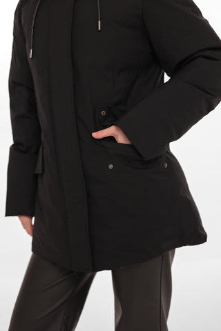 Onyx Genuine Fox Fur Vest-Lined Wool Blend Parka