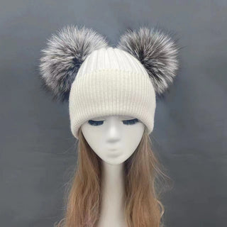 Two Fur Poms Hat Adult | Kids