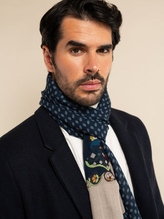 Edoardo (blue) - Soft and lightweight Italian scarf from 100% wool - Glamourous Grace