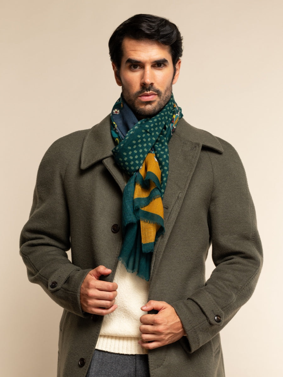 Edoardo (dark green) - Soft and lightweight Italian scarf from 100% wool - Glamourous Grace