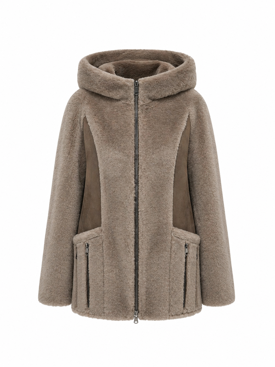 Reversible Faux Fur Suede Hooded Jacket