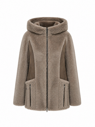 Reversible Faux Fur Suede Hooded Jacket
