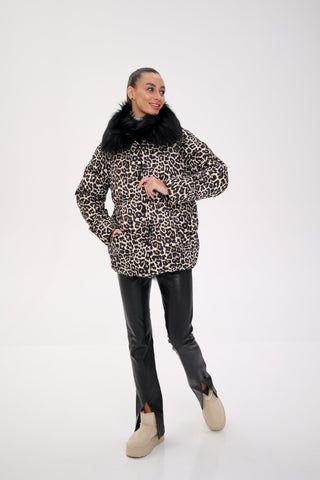 Genuine Fox Leopard Luxe Down Parka