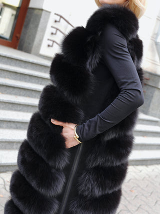 Genuine Polar Fox Fur Vest 110 cm