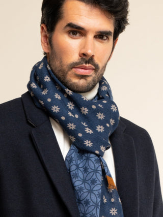 Andrea (blue) - Soft and lightweight Italian scarf from 100% wool - Glamourous Grace
