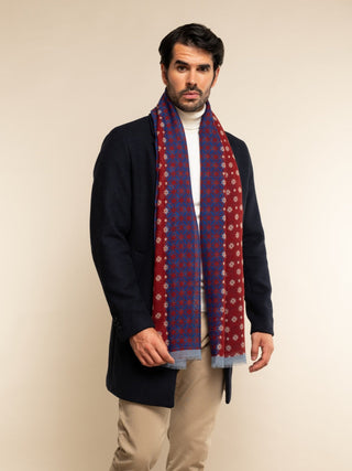 Andrea (red/blue) - Soft and lightweight Italian scarf from 100% wool - Glamourous Grace