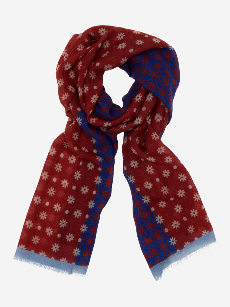 Andrea (red/blue) - Soft and lightweight Italian scarf from 100% wool - Glamourous Grace