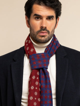 Andrea (red/blue) - Soft and lightweight Italian scarf from 100% wool - Glamourous Grace