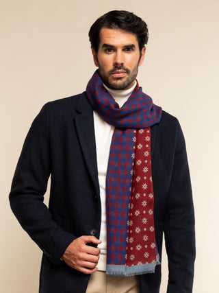 Andrea (red/blue) - Soft and lightweight Italian scarf from 100% wool - Glamourous Grace