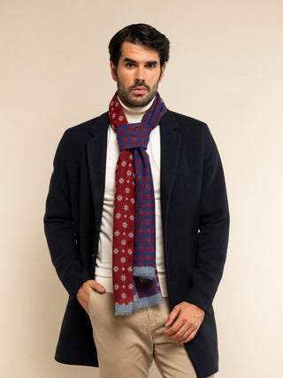 Andrea (red/blue) - Soft and lightweight Italian scarf from 100% wool - Glamourous Grace