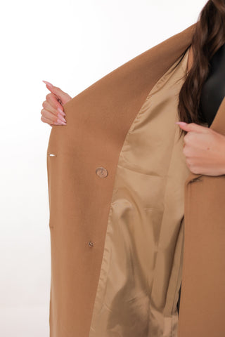 Madeline Cashmere Wool Blend Overcoat in Camel