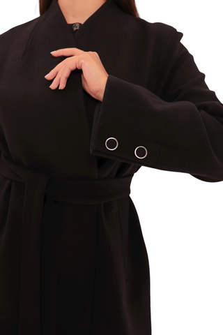 Opera Midi Cashmere Blend Overcoat in Black