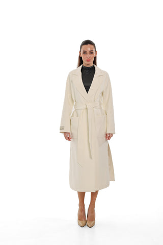 Estelle Classic Cashmere Wool Blend Overcoat in Ivory