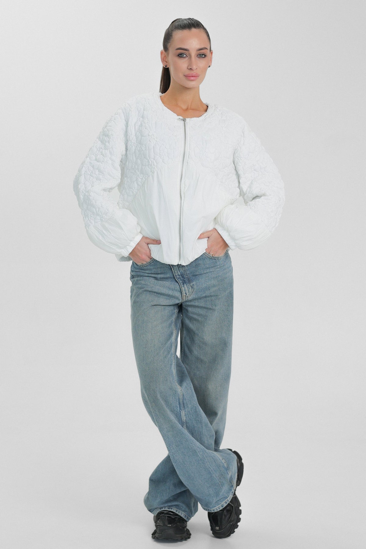 Light Quilted Demi-Season Jacket in White