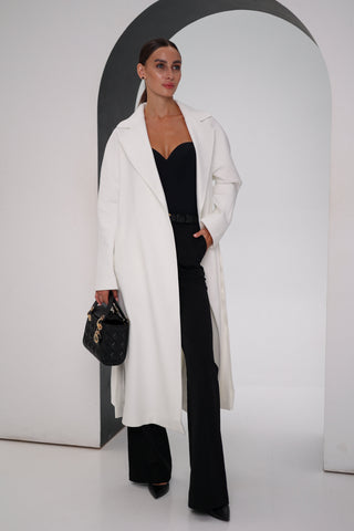 Cambridge Comfort Wraparound Wool Cashmere Coat in White