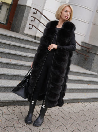 Genuine Polar Fox Fur Vest 110 cm