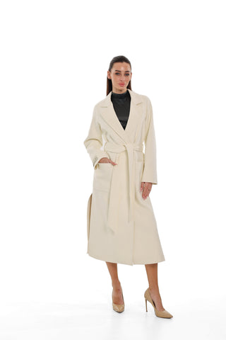 Estelle Classic Cashmere Wool Blend Overcoat in Ivory