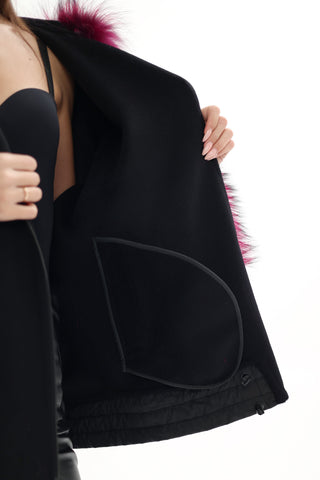 Saga®Furs Silver Fox Cashmere Blend Coat