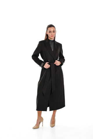 Alaska Longline Cashmere Wool Blend Coat in Black