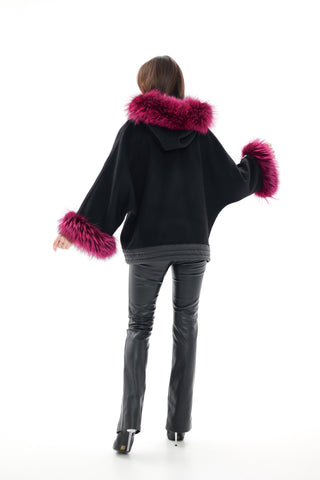 Saga®Furs Silver Fox Cashmere Blend Coat
