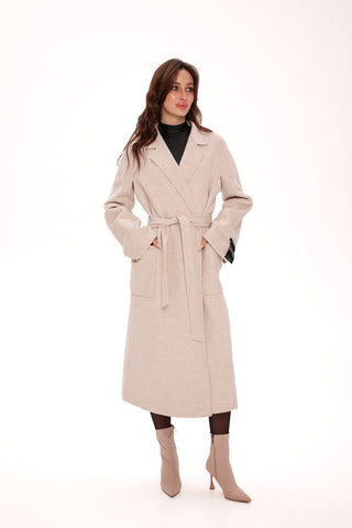 Mia Premium 85% Wool Cashmere Coat in Sea Salt