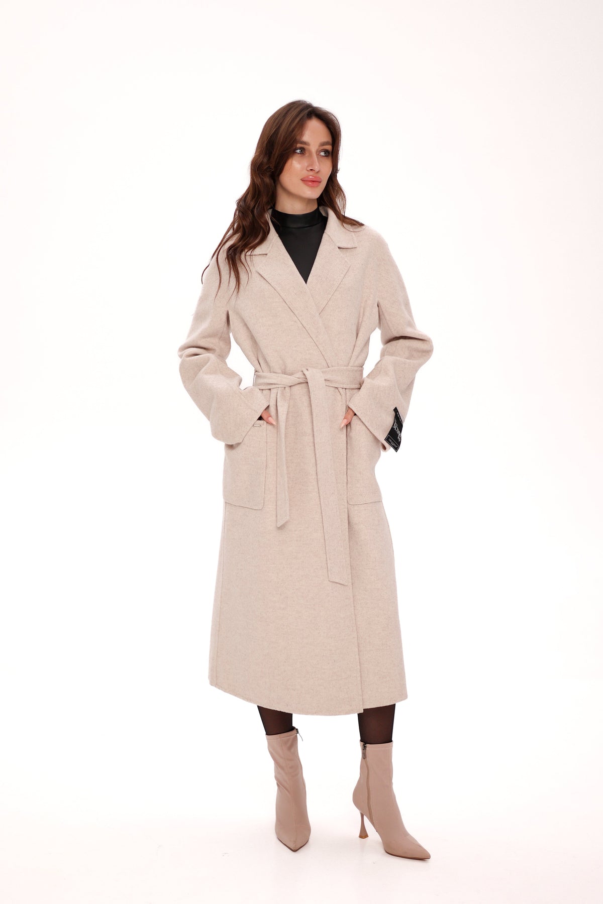 Mia Premium 85% Wool Cashmere Coat in Sea Salt