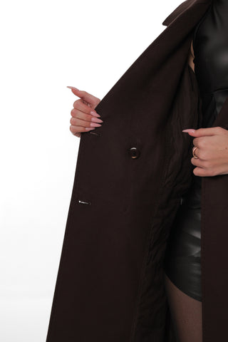 Ellis Tailored Cashmere Wool Coat in Chocolate