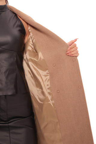 Justine Cashmere Blend Overcoat in Camel, 100cm